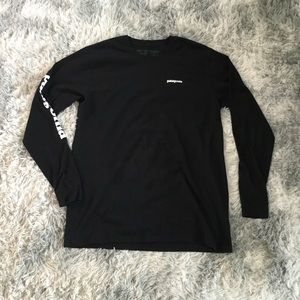 Mens Patagonia Long Sleeve T-Shirt Hiking Outdoors Black Regular Fit Size XL